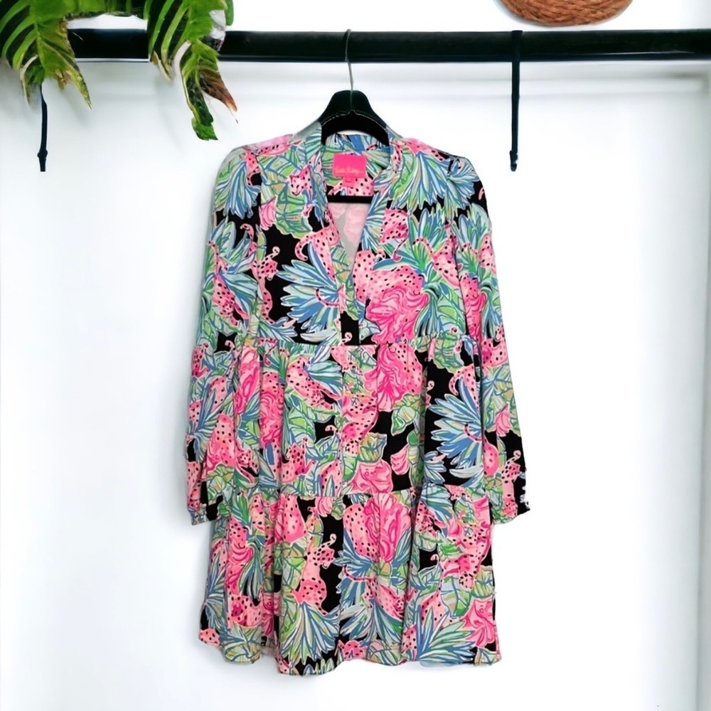 Lilly Pulitzer Winona Dress Onyx Jaguar Jungle XS